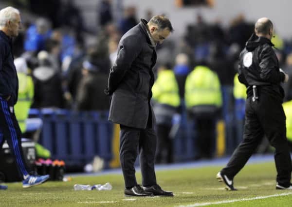 Carlos Carvalhal looks dejected on the sidelines