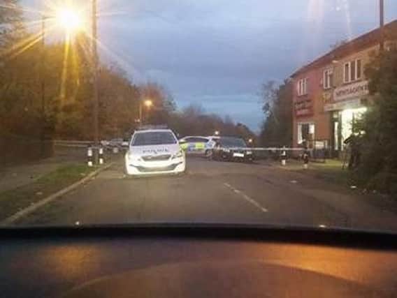 Police cordon on Grimesthorpe Road, Pitsmoor. Photo: Jamie Collins