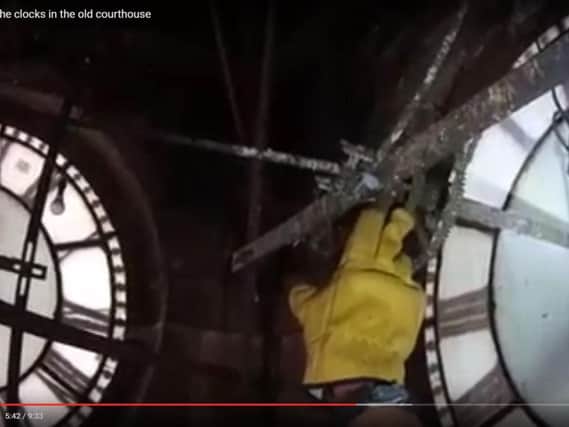 A YouTube video showing the damage inside Sheffield Old Town Hall.