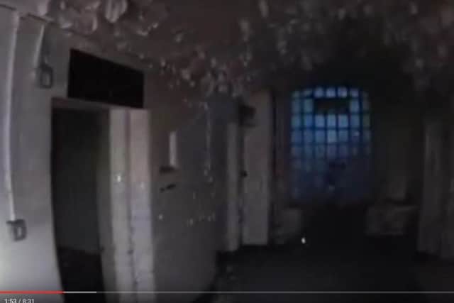 A YouTube video showing the damage inside Sheffield Old Town Hall.
