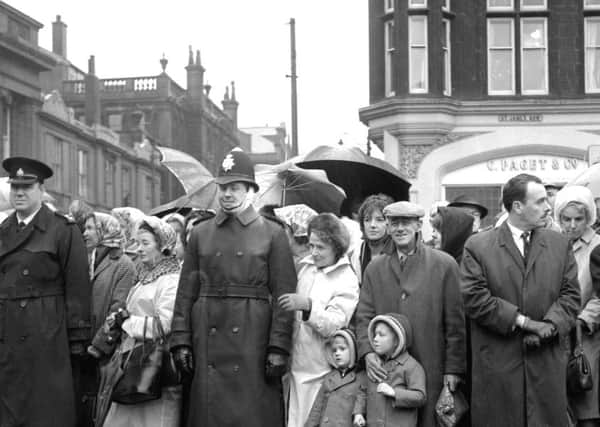 Crowds outside the Cutlers Hall waiting to see Princess  Margaret - 15 November 1966.