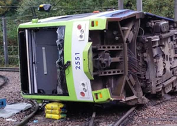 Tram derailed in Croydon CREDIT: RAIL ACCIDENT INVESTIGATION BRANCH