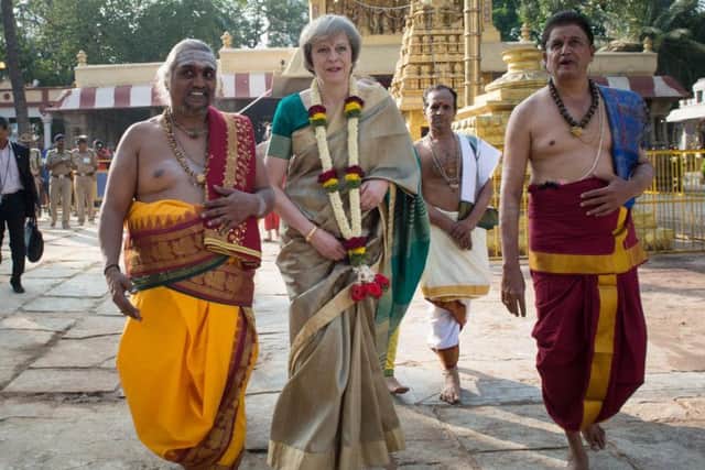 Theresa May in India. Photo: Stefan Rousseau/PA Wire