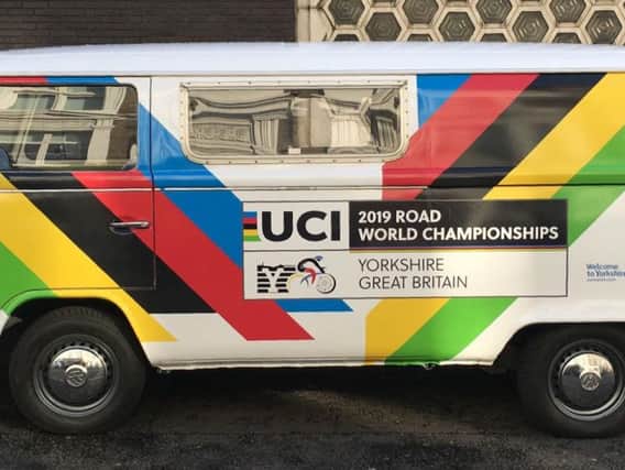 Volkswagen camper van emblazoned with rainbow stripes was the centrepiece of Welcome to Yorkshires entry