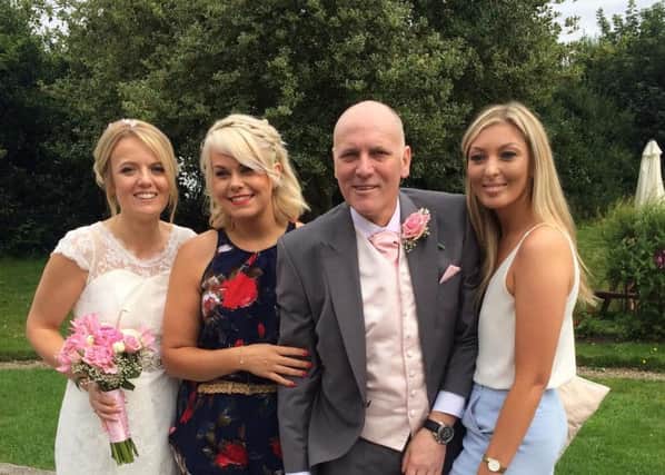 Bride Laura with her dad Mark Edwards, Katie McEwan and Natalie Cox