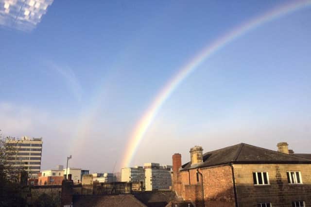 The rainbow over Sheffield this morning.