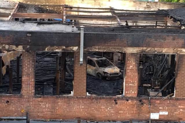 The MOT centre destroyed by fire
