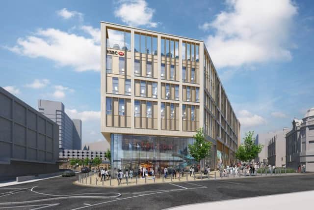 An artist's impression of the first phase of Sheffield Retail Quarter, including HSBC's new home.