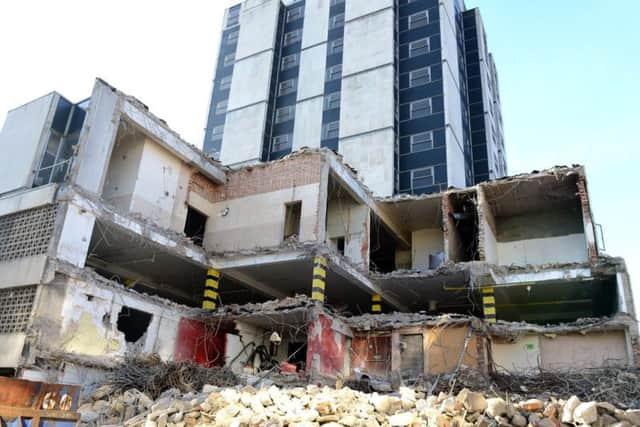 The old Grosvenor House Hotel in Sheffield being demolished.