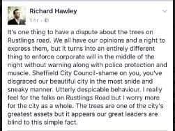 Richard Hawley's Facebook blast