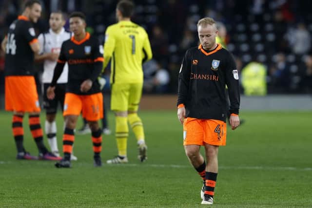 A dejected Barry Bannan at the final whistle following defeat to Derby County