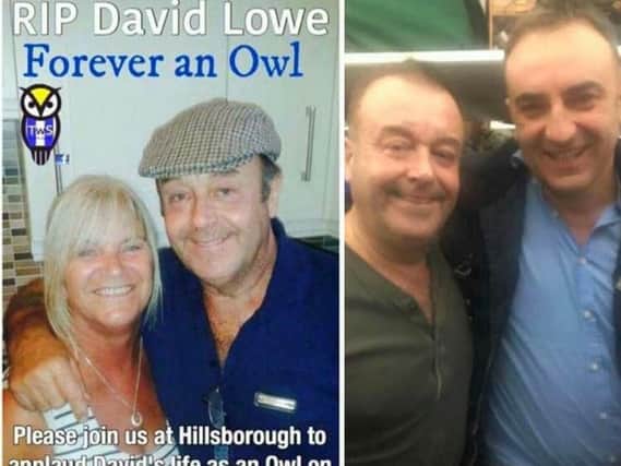 David Lowe with wife June and with Sheffield Wednesday manager Carlos Carvahal. Photo: Rhian Lowe/Facebook