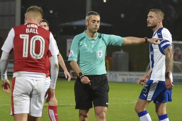 Gary Liddle in action against Fleetwood. Picture by Steve Flynn.