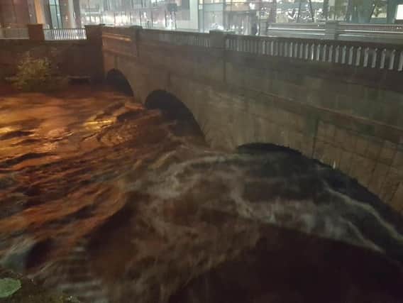River Don on Blonk Street bridge at 5pm. Pic: Jake Sutherland