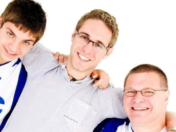 Bone marrow donor Mark Clements (middle) with brother Andy and dad Dave. Photo: The Clements family