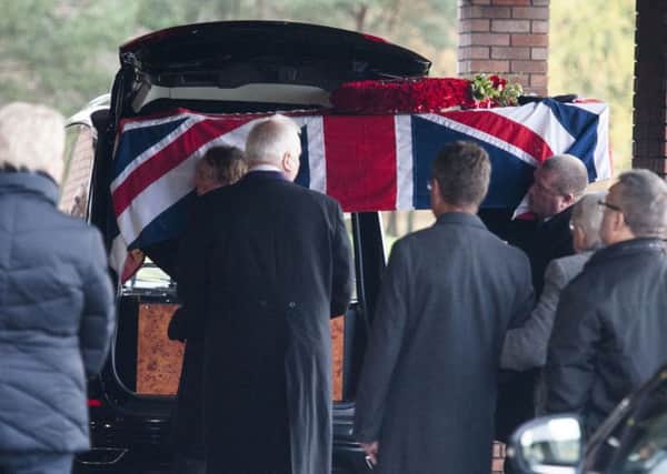 Funeral of WWII hero Bill Hartley at Hutliffe Wood Crematorium