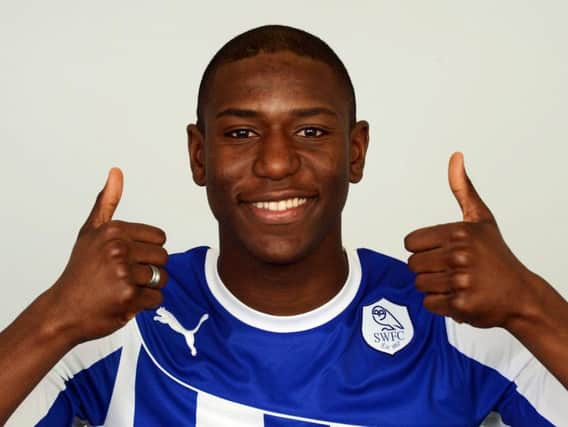 Benik Afobe after signing for Sheffield Wednesday in 2014