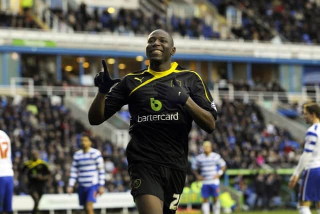 Benik Afobe celebrates scoring for Wednesday against Reading