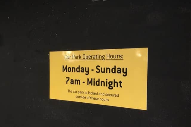 Opening times at Campo Lane car park, Sheffield.