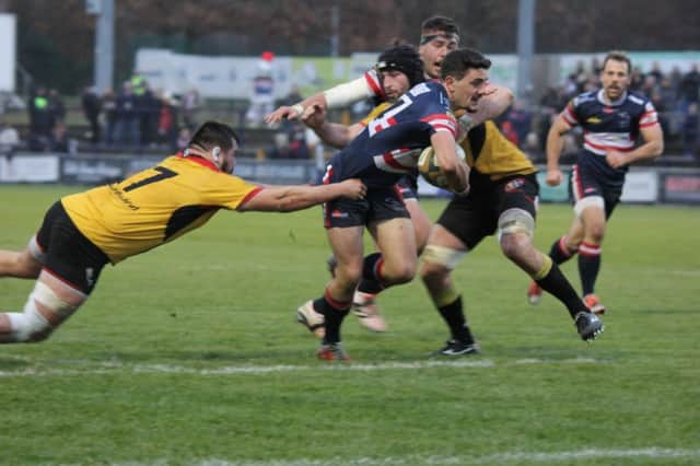Paul Jarvis gets set to go over the line for Doncaster Knights: Picture Simon Hulme
