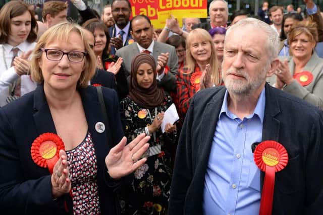 Gill with Labour leader Jeremy Corbyn outside the EIS after her bye-election win. Picture Joe Giddens/PA Wire