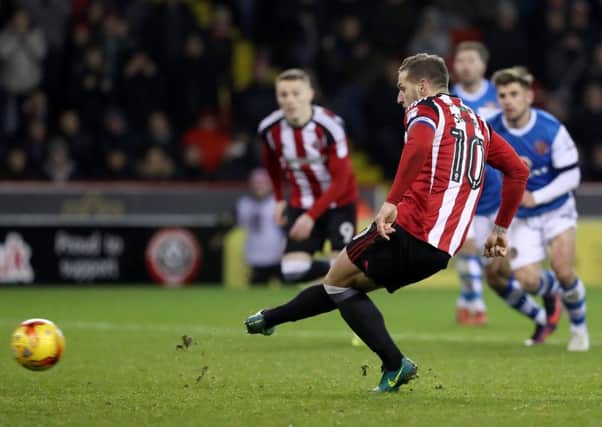 Billy Sharp of Sheffield United missing a penalty against Walsall