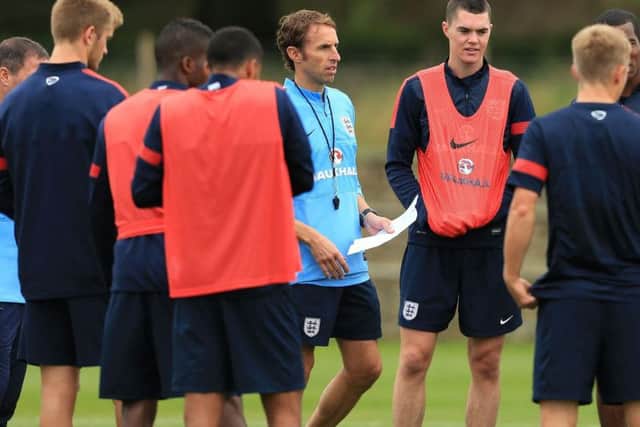 Gareth Southgate coaching with England's under 21s