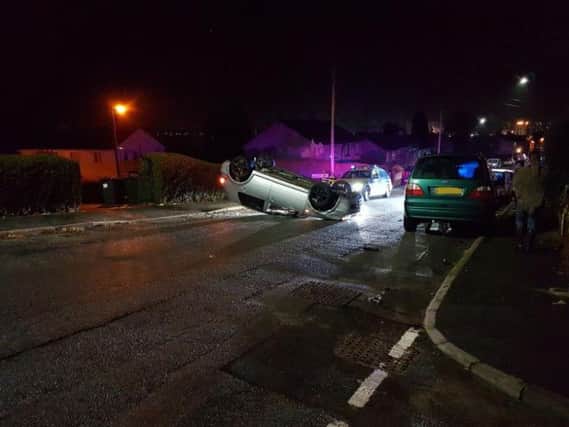 A car overturned in Rotherham last night