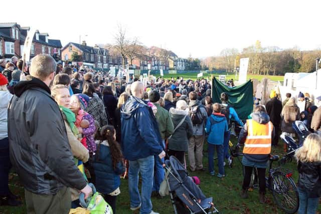 Protesters gathered in Endcliffe Park a few days after the felling