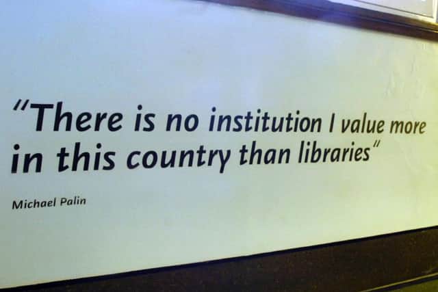 A quote from Michael Palin in Sheffield's Central Library.