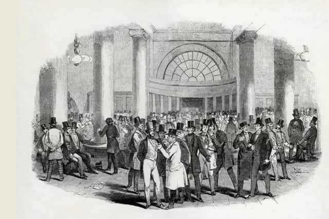 A 19th century stock exchange
