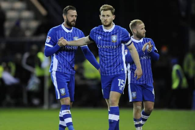 Owls players happy with the win. Fletcher,Lees and Bannan