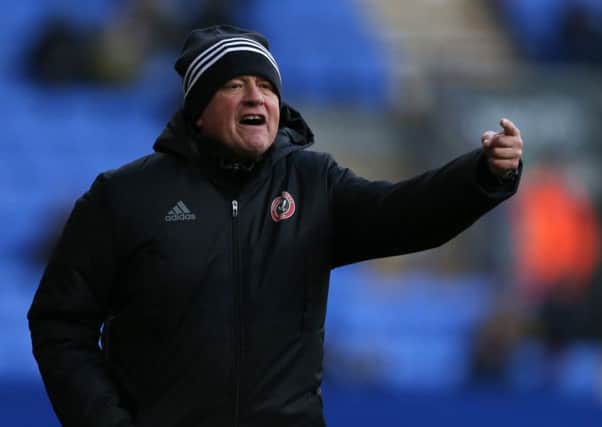Chris Wilder on the touchline at the Macron Stadium as Sheffield United lose to Bolton yesterday