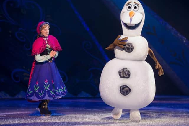 Anna and Olaf the snowman in Disney On Ice show Frozen