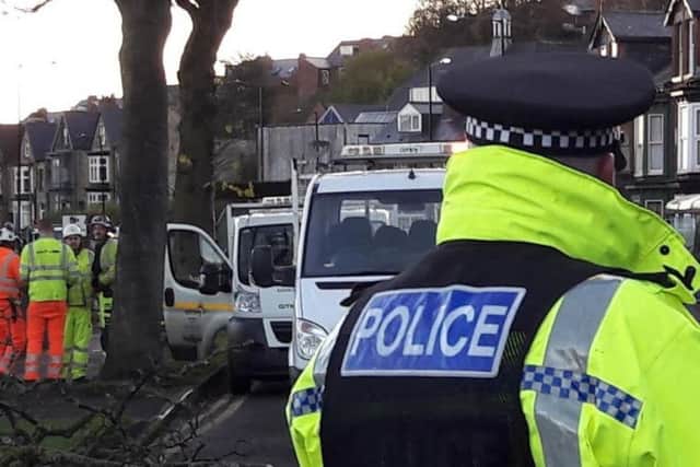 Police officers were on hand when trees were felled on Rustlings Road, Sheffield