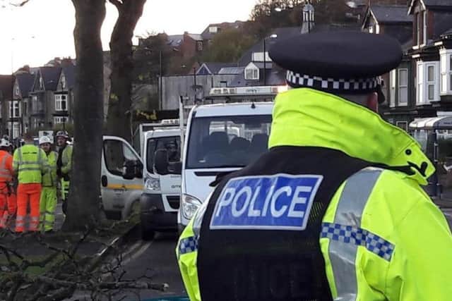 Police officers were on hand when trees were felled on Rustlings Road, Sheffield