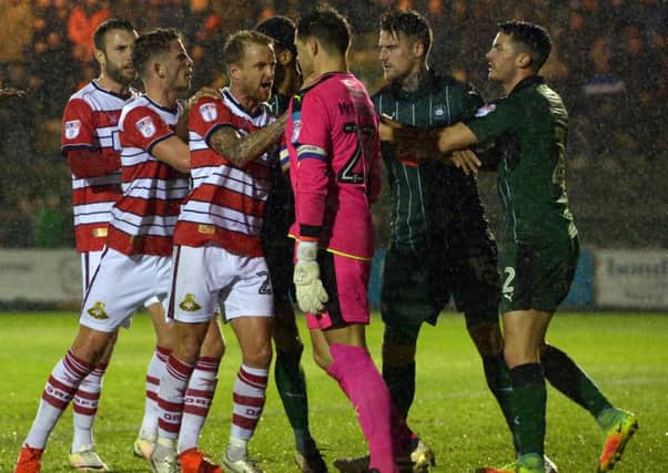 James Coppinger's red-card offence. Picture: Howard Roe