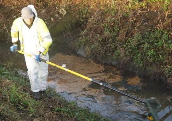 The Environment Agency is cleaning up a 'large diesel spillage' upstream from Potteric Carr. Picture: The Environment Agency.
