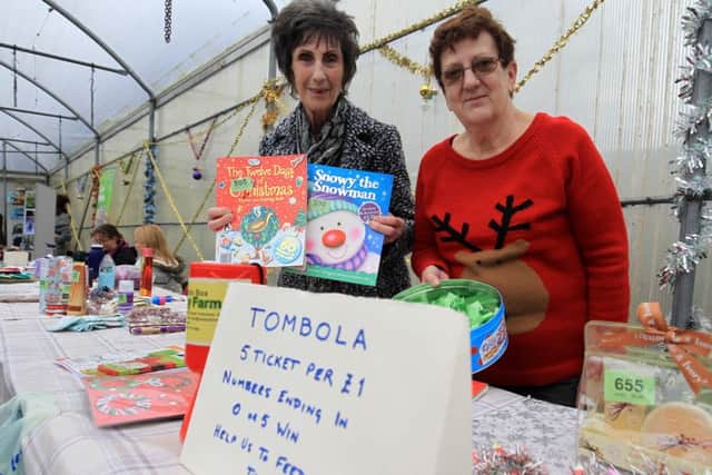 Festive fun at Heeley City Farm Winter Fayre. Pictured on the tombola stall are Sylvia Riley and Sheila Hardy.