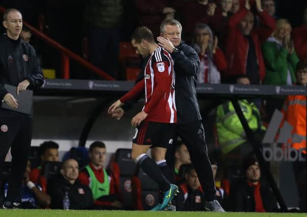 Chris Wilder with his captain Billy Sharp. Pic Simon Bellis/Sportimage