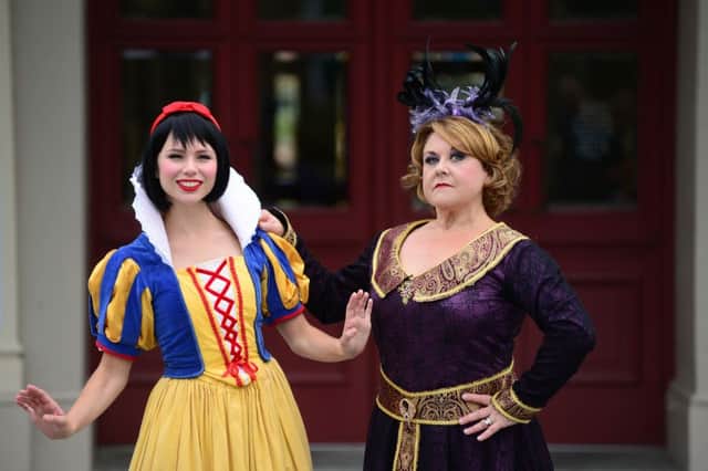 20 Sept 2016.....Wendi Peters (Wicked Queen) and Joanna Sawyer (Snow White) at the launch of Sheffield Theatres pantomime, Snow White and the Seven Dwarfs outside the Lyceum Theatre. Picture Scott Merrylees