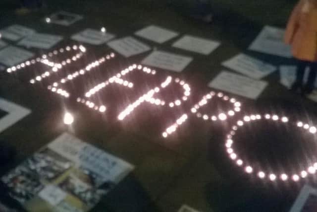 A candlelight vigil outside Sheffield Town Hall