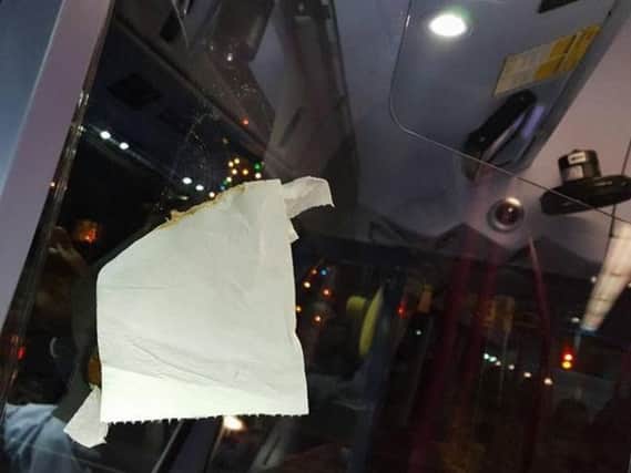 Human excrement was thrown at a bus driver's cab