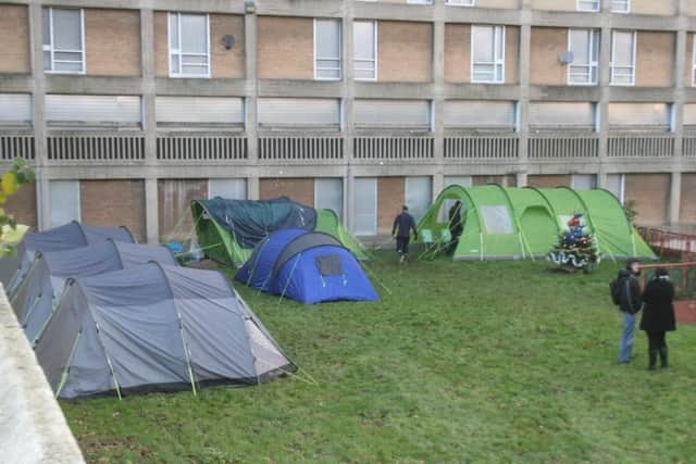 Tent City has returned to Park Hill flats
