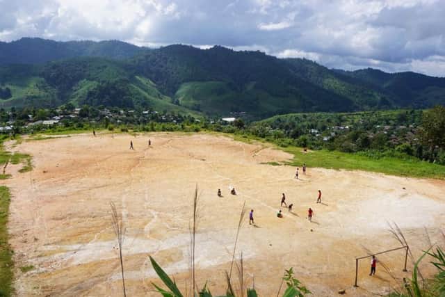 The football pitch in Umpiem Mai camp.