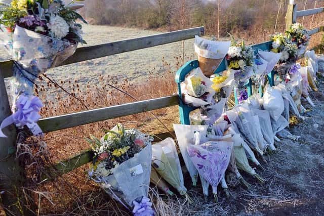 Floral tributes left at the scene of the crash on Station Road, Killamarsh. Picture: Brian Eyre.