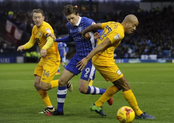 Adam Reach taking on his old club at Hillsborough earlier this month