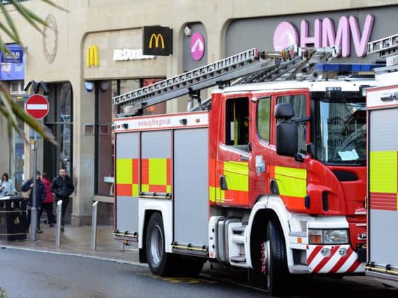 Firefighters outside McDonald's in Sheffield city centre