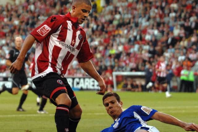Sheffield United V Leicester City.....  United's Kyle Walker beats Bruno Berner to the ball
