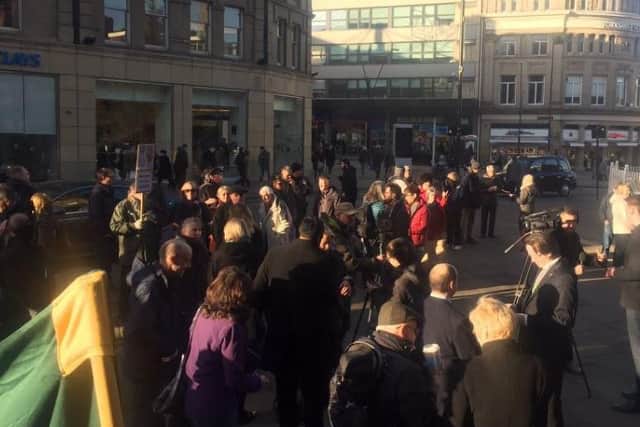 Tree campaigners held a protest outside Sheffield Town Hall